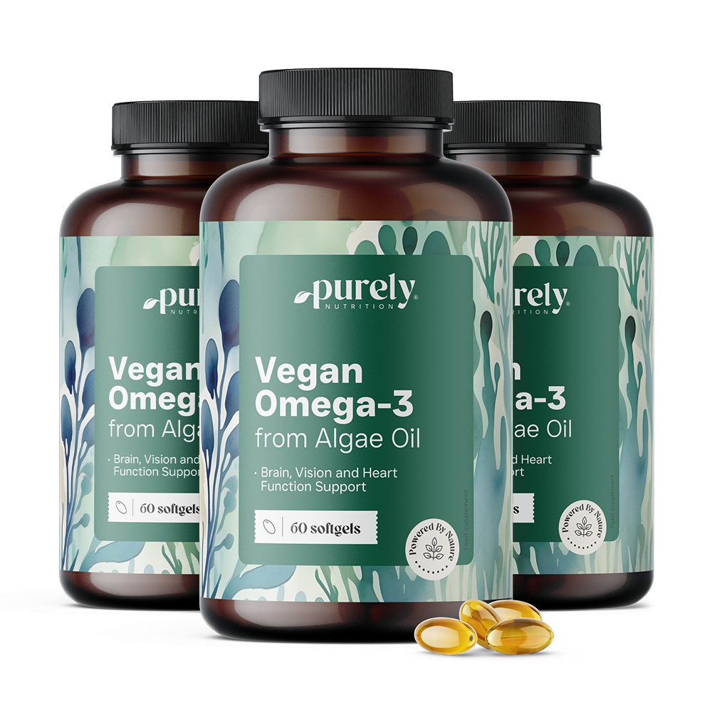 3x Vegán omega-3 1000 mg – algából, összesen 180 lágy kapszula